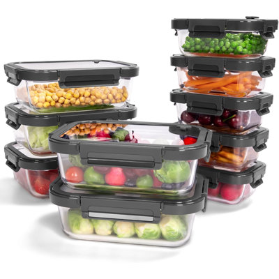 Prep & Savour Airtight Tempered Glass Meal Prep Food Storage  Containers with Lids