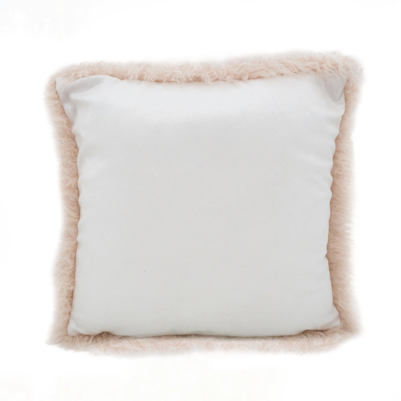 Faux Mongolian Collection Throw Pillow, Rose, 22"H x 22"W