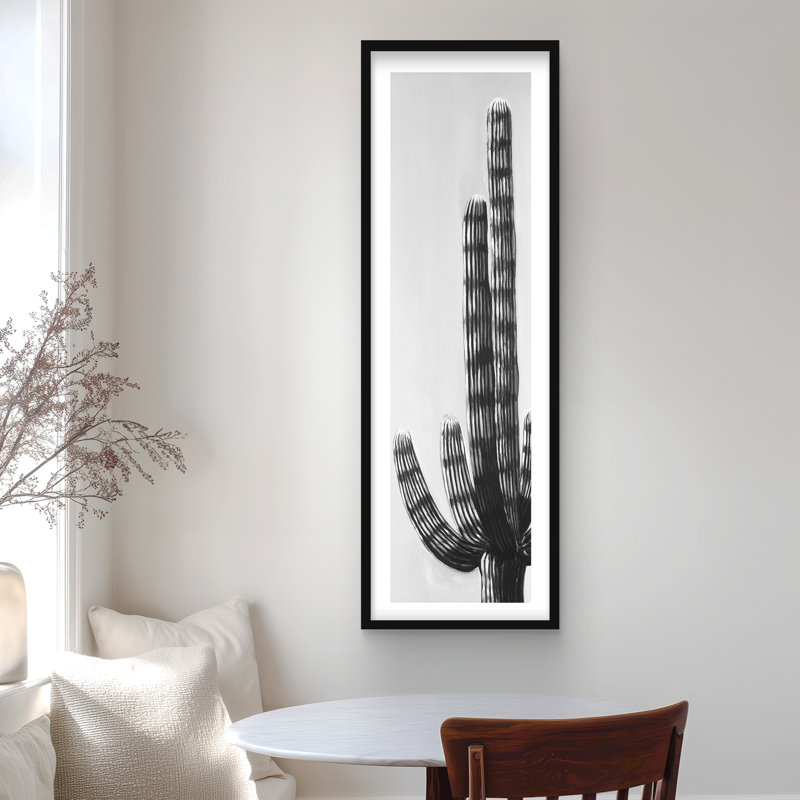 Cactus noir imprimé botanique encadré pour la décoration intérieure