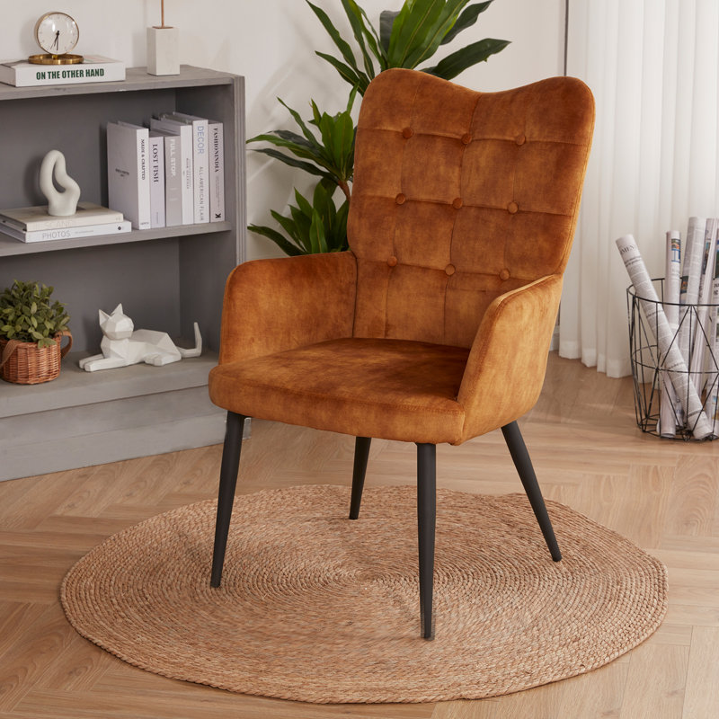 Fauteuil en lin capitonné l 27,5 po Archie, Velours jaune