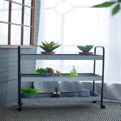 35x12.5x40" Homestead Galvanized Shelf Display 3-Tier