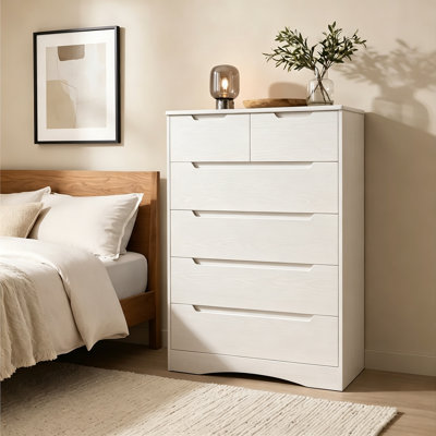 Cherea 6 Drawer Tall Dresser ,Wood Drawer Dresser ,White Dresser for Bedroom