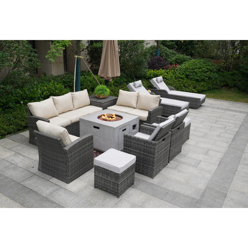Wicker 12 - Person Patio Conversation Set with Cushions