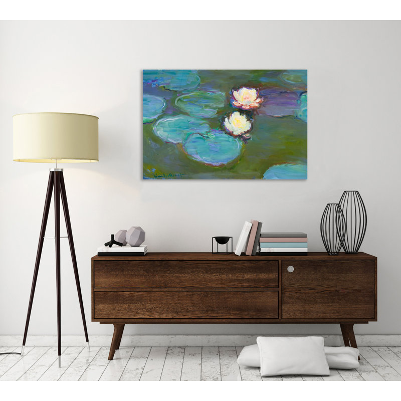 «Nympheas» par Claude Monet - reproduction d'art sur toile tendue, H 32 po x l 48 po x P 1,5 po