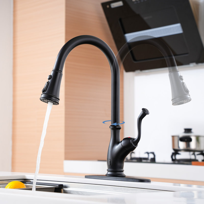 Boyel Living Pull Down Touchless Kitchen Faucet, Matte Black