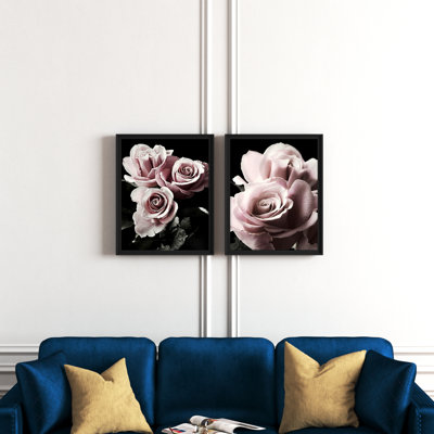 «Rose noir I», ensemble de 2 reproductions de photos sur toile