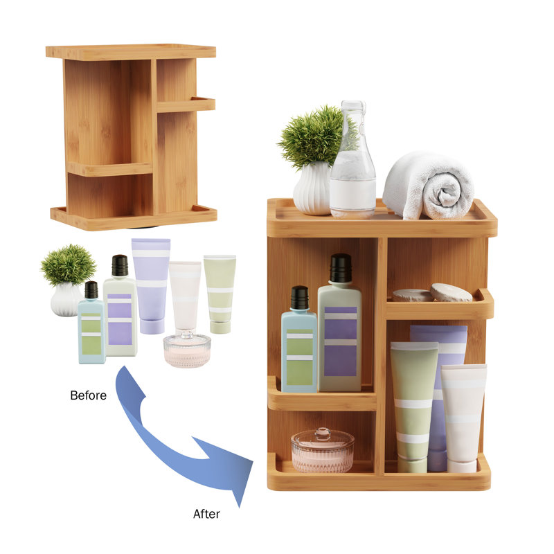Rotating Rectangular Tabletop Makeup Organizer