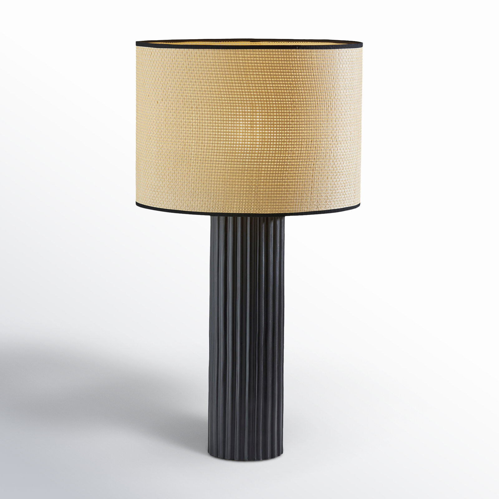 Aldreth Ceramic Table Lamp, Black Ribbed, 24.25" H x 13" W x 13" D