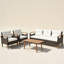 Mobilier de jardin 4 pièces, ensemble de sièges de patio, canapé d'extérieur en rotin PE, table et pieds en bois GO, brun et beige-1985831192