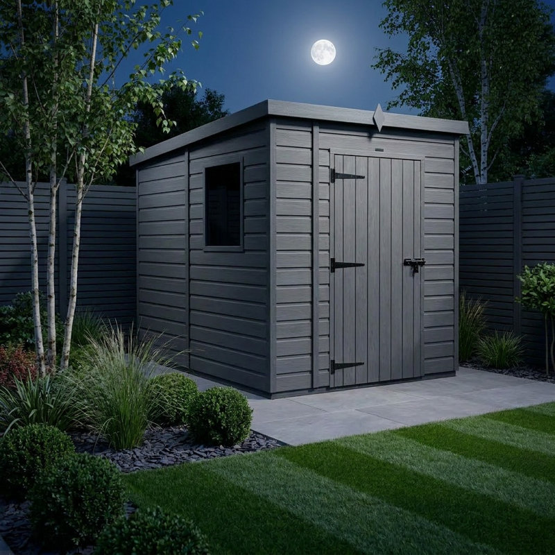 Total Sheds 5ft x 7ft Composite Pent Garden Shed - Single Door - With Windows - EPDM Rubber Roof - UK Manufactured