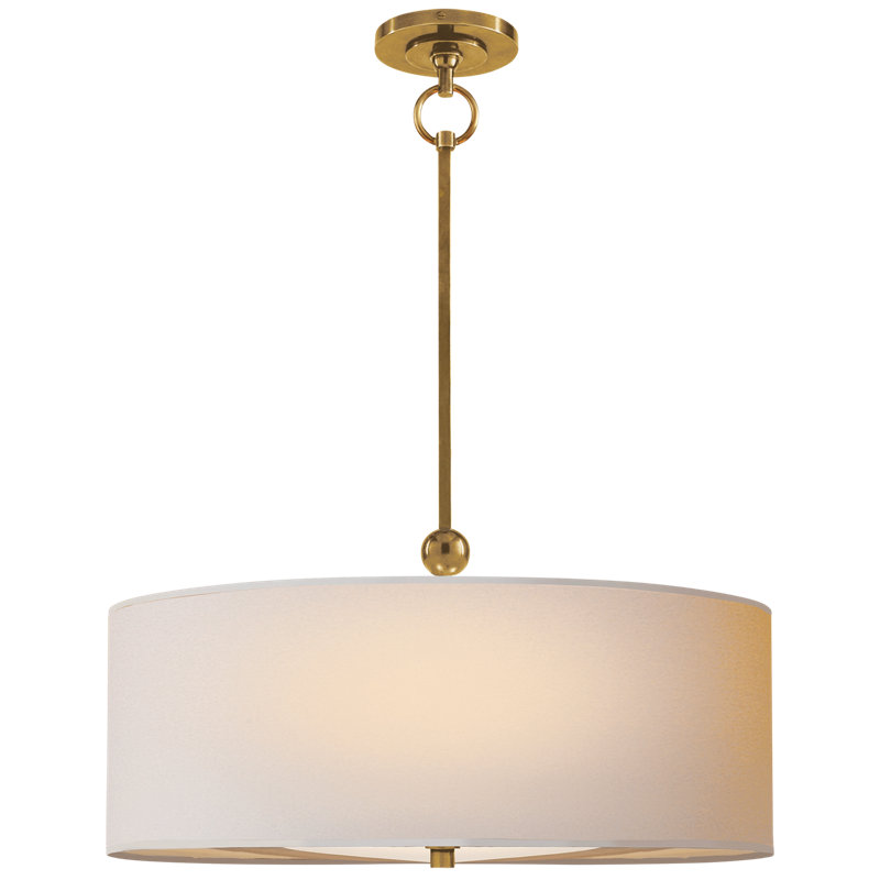 Thomas O'Brien Reed Hanging Shade, Hand-Rubbed Antique Brass, White, Fabric
