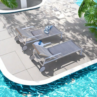 Satasha Outdoor Metal Chaise Lounge Set with Table