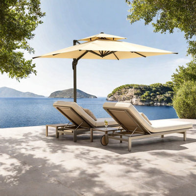 Modern Patio Umbrellas, 9.8 ft Aluminum Offset Canopy for Pool Deck