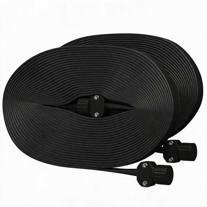 Paquet de 2 boyaux de trempage plats de 50 pieds avec chambre à air en PVC et couche extérieure en tissu imperméable, diamètre intérieur de 12 mm, arrosage goutte à goutte pouvant être raccordé pour lits surélevés et rangées de légumes