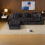 Canapé d'angle profond surdimensionné, canapé moderne en boucle noire pour la maison-189667696