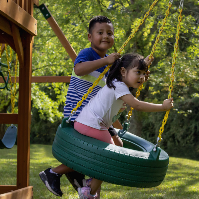 Frontier Swing Set - Professional Installation Available, Classic Green Vinyl Canopy, No