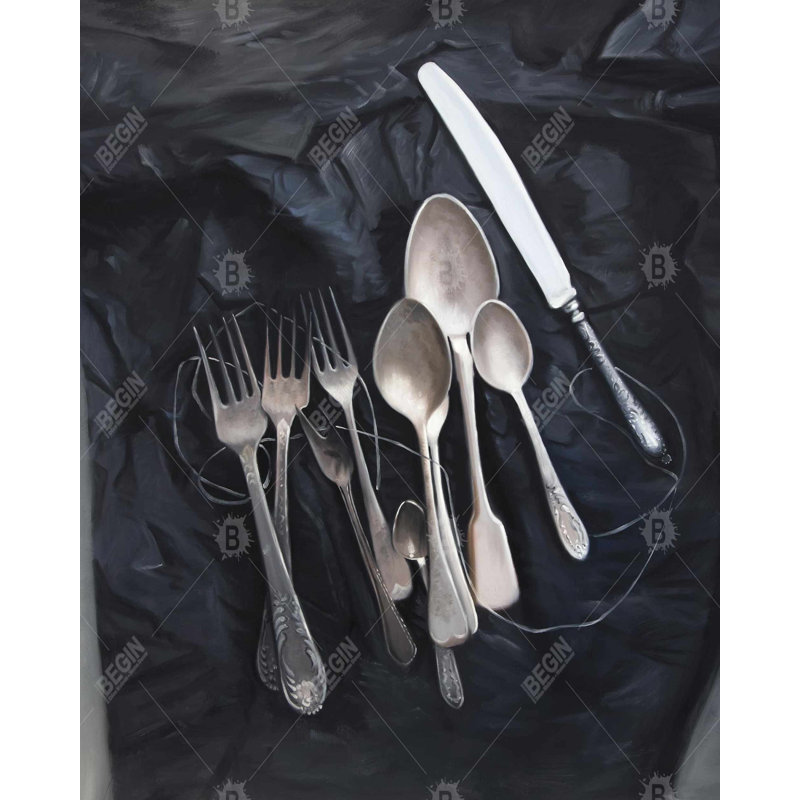 Vintage Cutlery Print On Canvas, H 48 po x l 60 po
