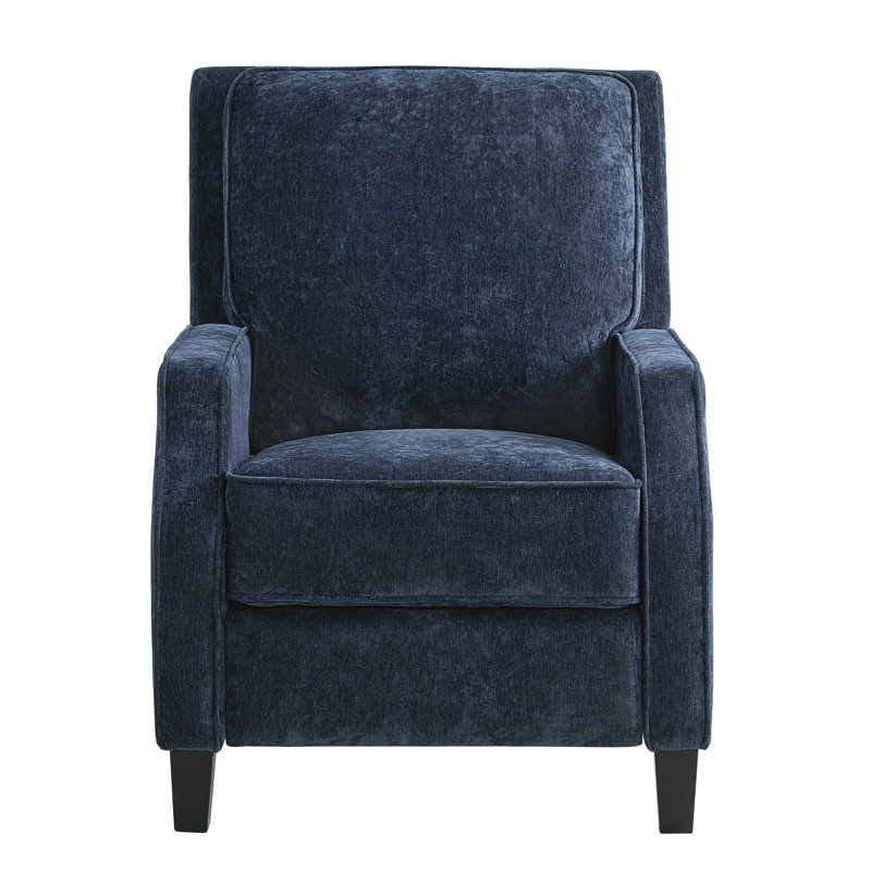 Jaderion 39" Wide Chenille Manual Push Back Recliner, Navy