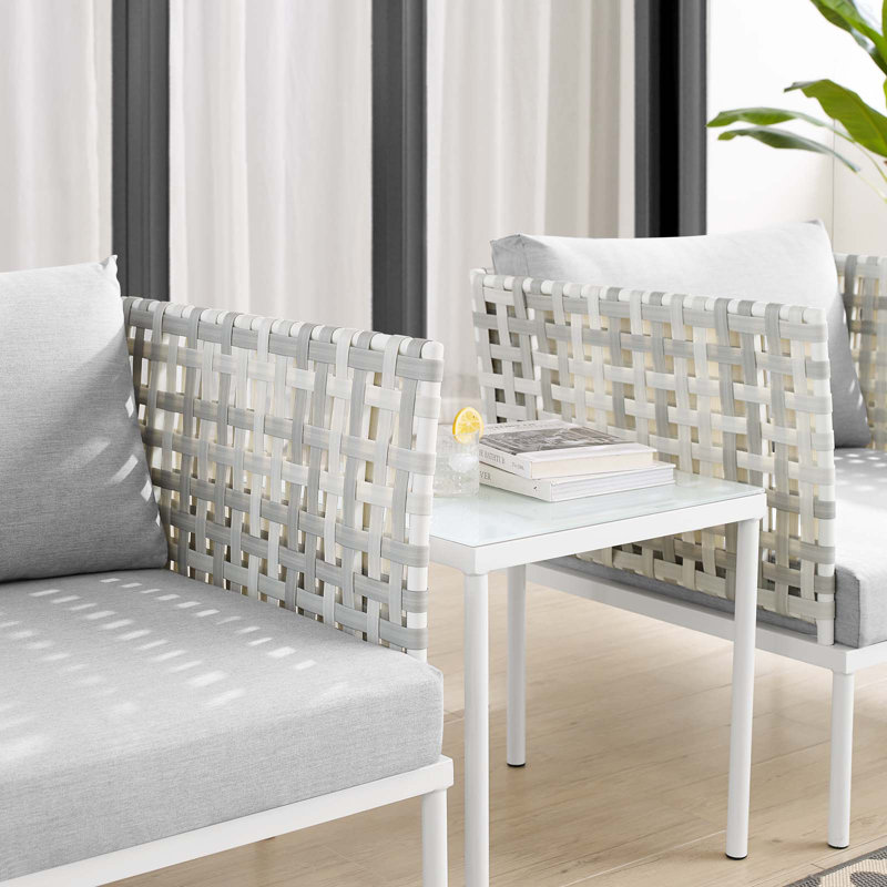 Ensemble de sièges de patio en aluminium 3 pièces Harmony, Gris Sunbrella, Taupe