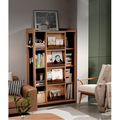 Modular Multi-Compartment Wooden Bookshelf with Pegboard
