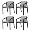 Ensemble de 4 fauteuils de salle à manger d'extérieur en aluminium avec coussins, noir-1993992172-1993992174-1993992175
