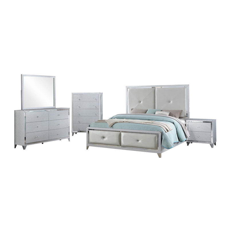 Ensemble de chambre avec lit à panneaux 5 pièces Craine Chelle