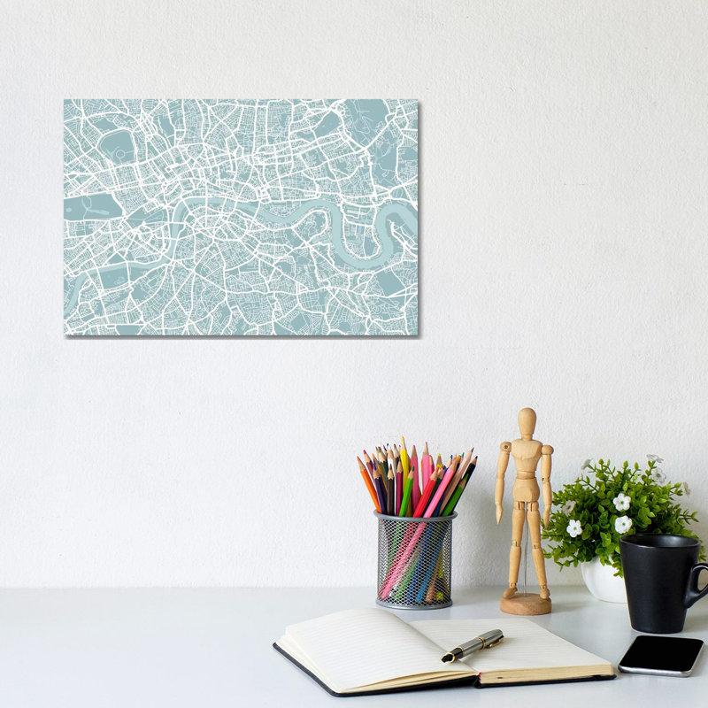 London Map - Wrapped Canvas Print, 20.32cm H x 30.48cm W x 1.905cm D