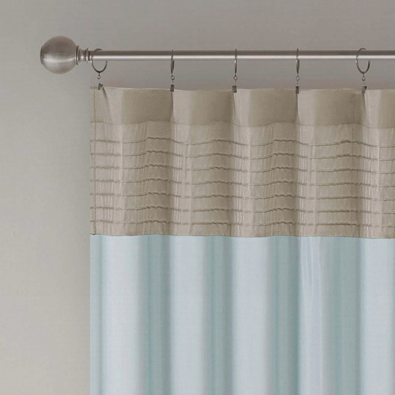 Rideau occultant en polyester Lamaar, Bleu/gris