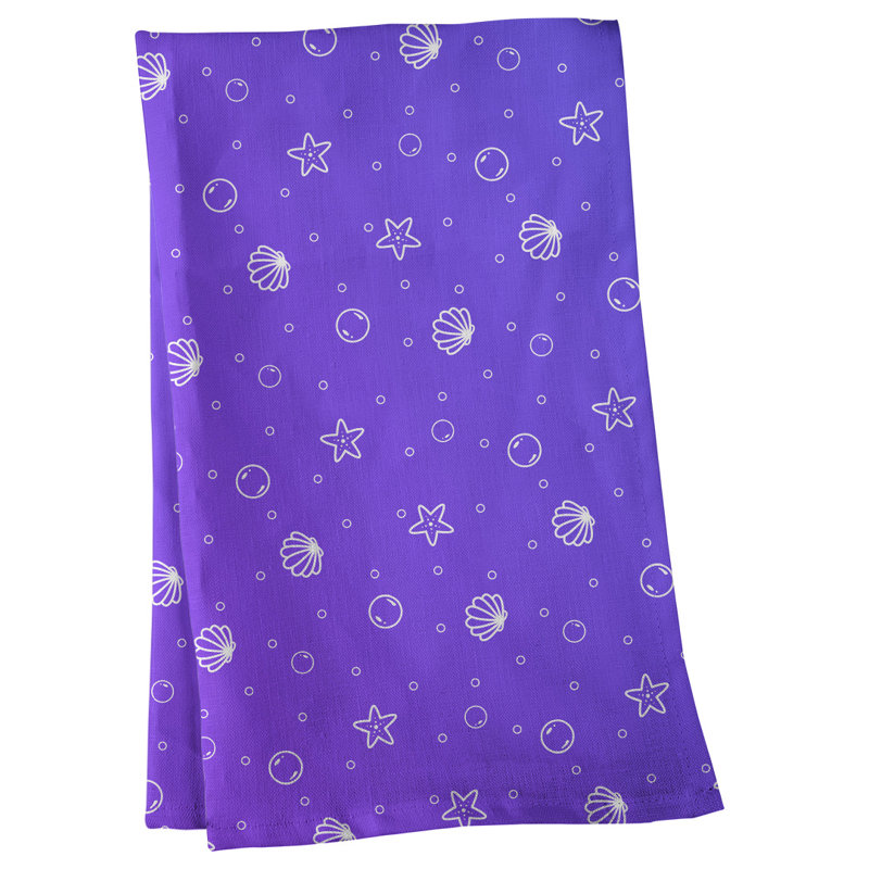 Serviette à thé à motif coquillage, Sergé de coton, Mauve
