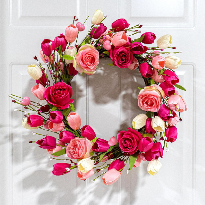 Couronne de Saint-Valentin artificielle pour la porte d'entrée