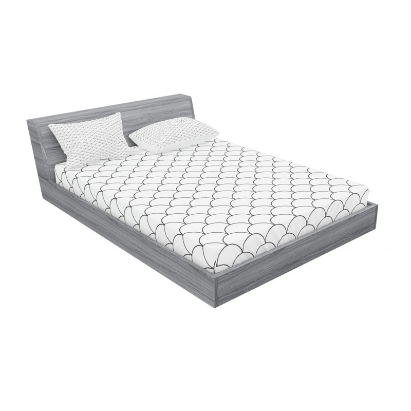 Microfiber Sheet Set, Queen Sheet Set with Fitted Sheet, White/Black, Geometric