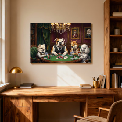 Animals Dogs Playing Poker In Elegant Room