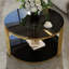Table basse Modern Modern Mirror, base asymétrique en métal, base cylindrique circulaire en métal