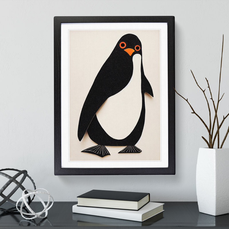 XV1022-3403X Paper Penguin No.1 - Print, Black Framed, 36cm H x 27cm W