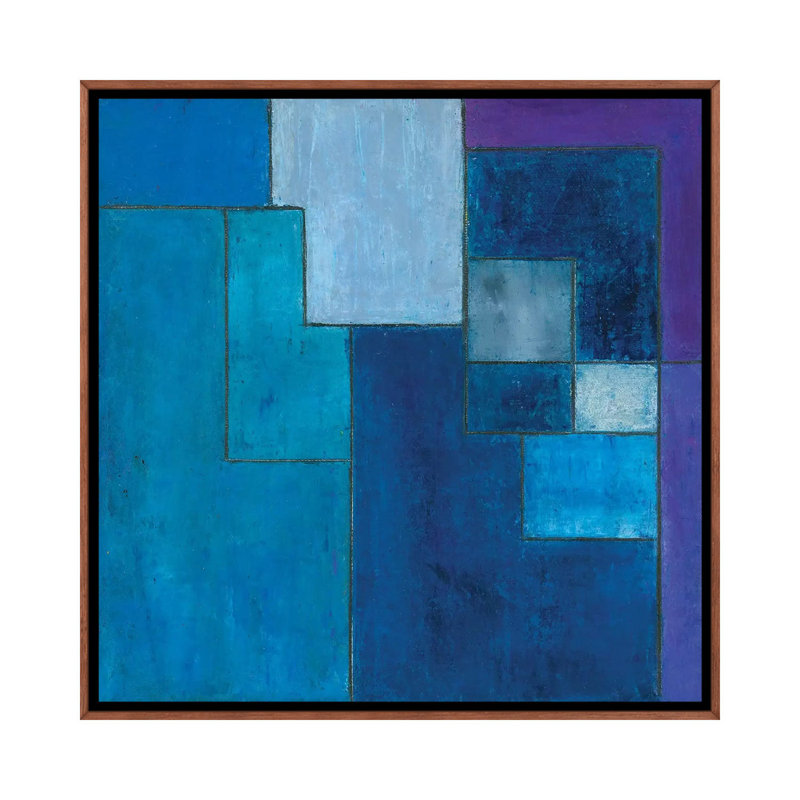 Ultra Blue Violet by Stephen Cimini - Painting on Canvas, 93.98 cm H x 93.98 cm W, Classic Brown Wood Framed