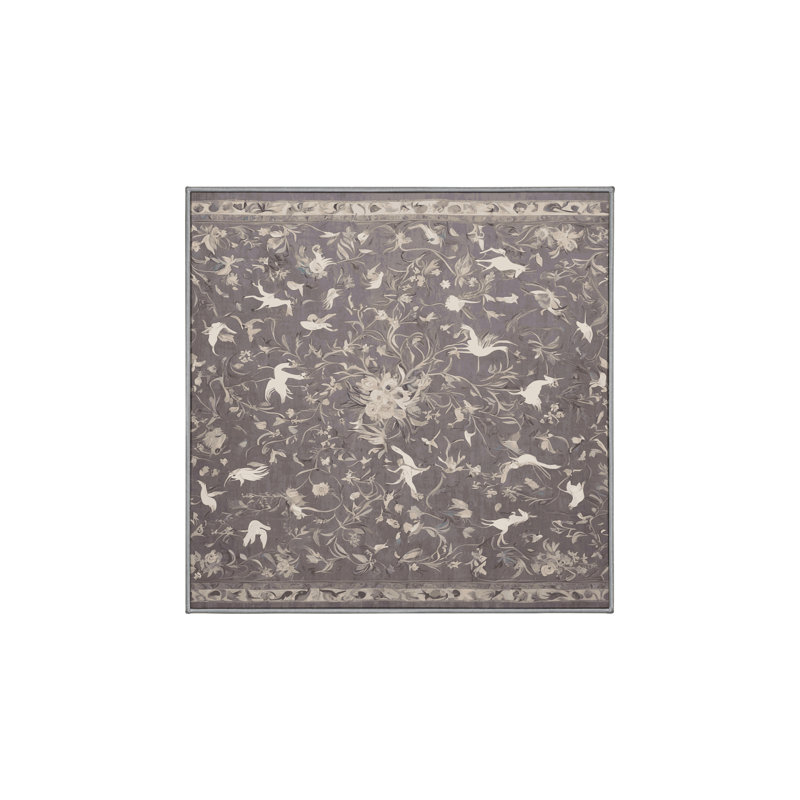 Machine Washable Gray Area Rug, Square 4'