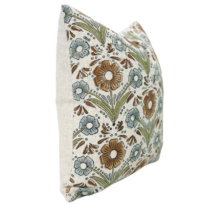 Fabdivine boho accent pillow cushion case, floral lumbar, spring fall, (Vanshika)