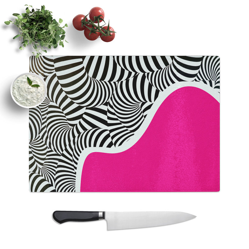 Abstract Zebra Lines No.2 Chopping Board, 0.4cm H x 20cm W x 28.5cm L