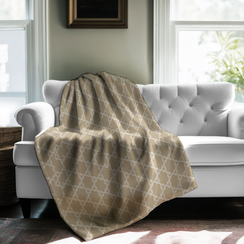 Khaki Geometry - 1 Piece Premium Sherpa Blanket 0191, 50" W x 60" L