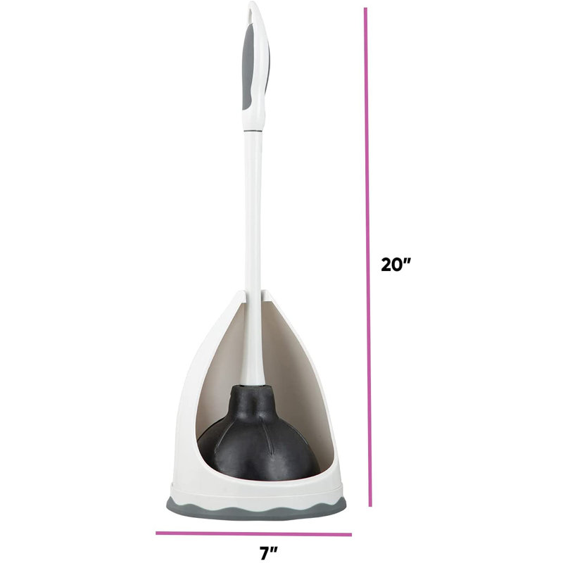 Grey Toilet Plunger With Holder