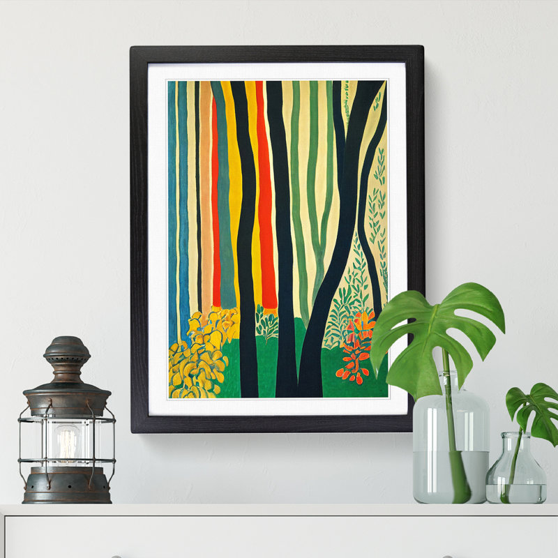 Spring Forest Abstract Vol.5 - Single Picture Frame Print, 46cm H x 34cm W x 2cm D, Walnut