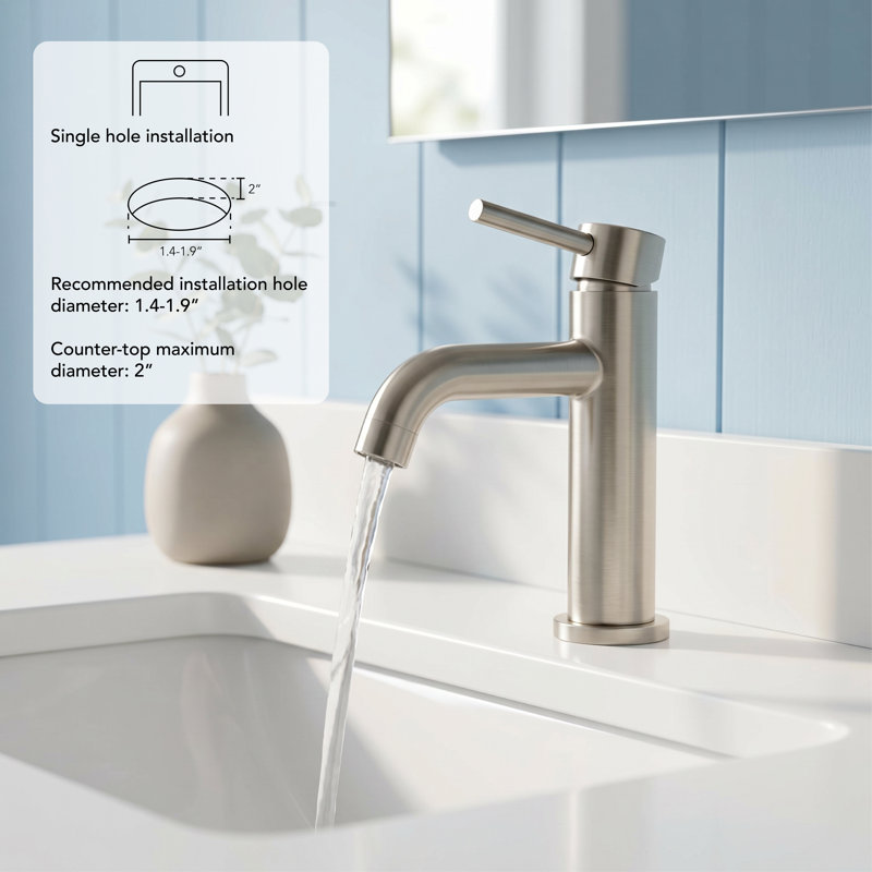 Banner Single-handle Bathroom Faucet with Drain Assembly, Brushed Nickel