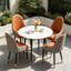 Round Dining Table And 4 Chairs Set, 5pcs Dining Room Sets For Restaurant Kitchen Office, 2-4 Seaters Marble Table And Light Khaki Microfiber Silicone Leather Kitchen Chairs Set Of 4-652617674-652617675