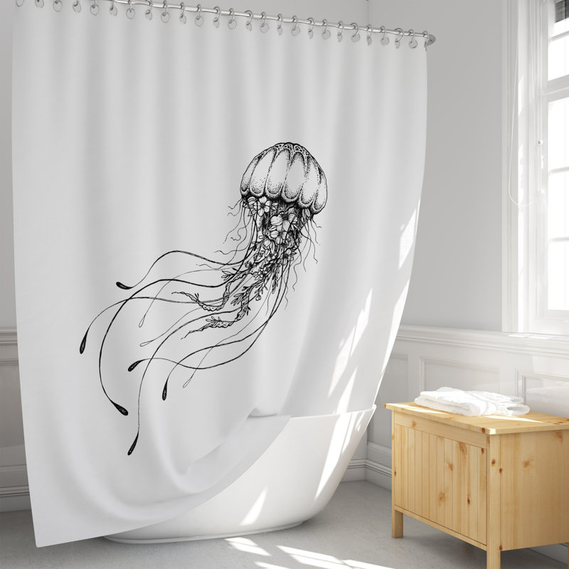 Rideau de douche 1 pièce + crochets, H 93 po x l 70 po