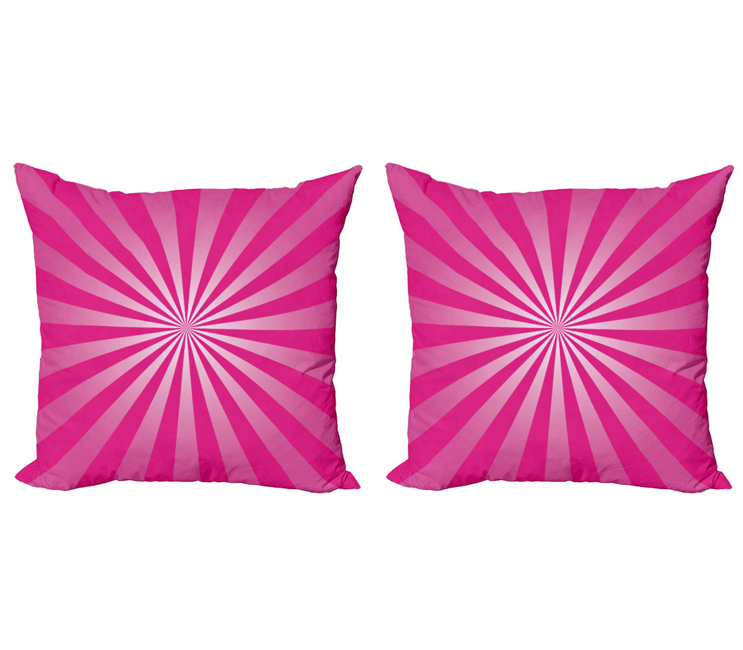 Kissenbezug, Retro Fractal Stripes, Hot Pink, Pink und Weiß