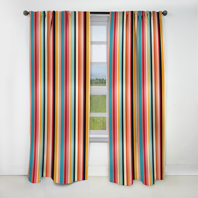 Rideau occultant rayé de style Mid-Century à rayures pastel - 1 panneaux