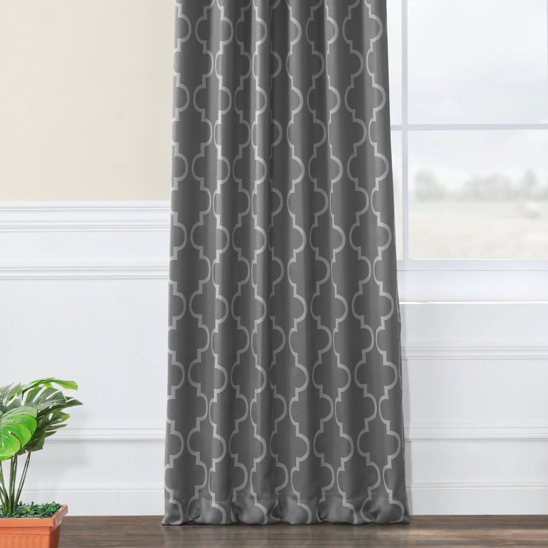 Roth Room Modern Chic Trellis Darkening Curtains for Bedroom - Living Room  Single Panel, Gray and Silver, 50" x 96"