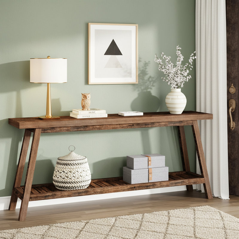 Table de bout à 2 niveaux 70,9 po Farmhouse Console