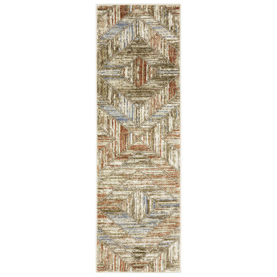 Genesis Distressed Modern Geometric Blue/Rust Area Rug