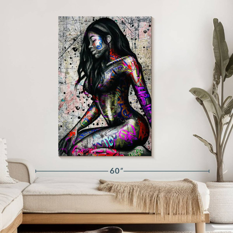 Séduction africaine sur toile, H 48 po x l 32 po x P 1,25 po